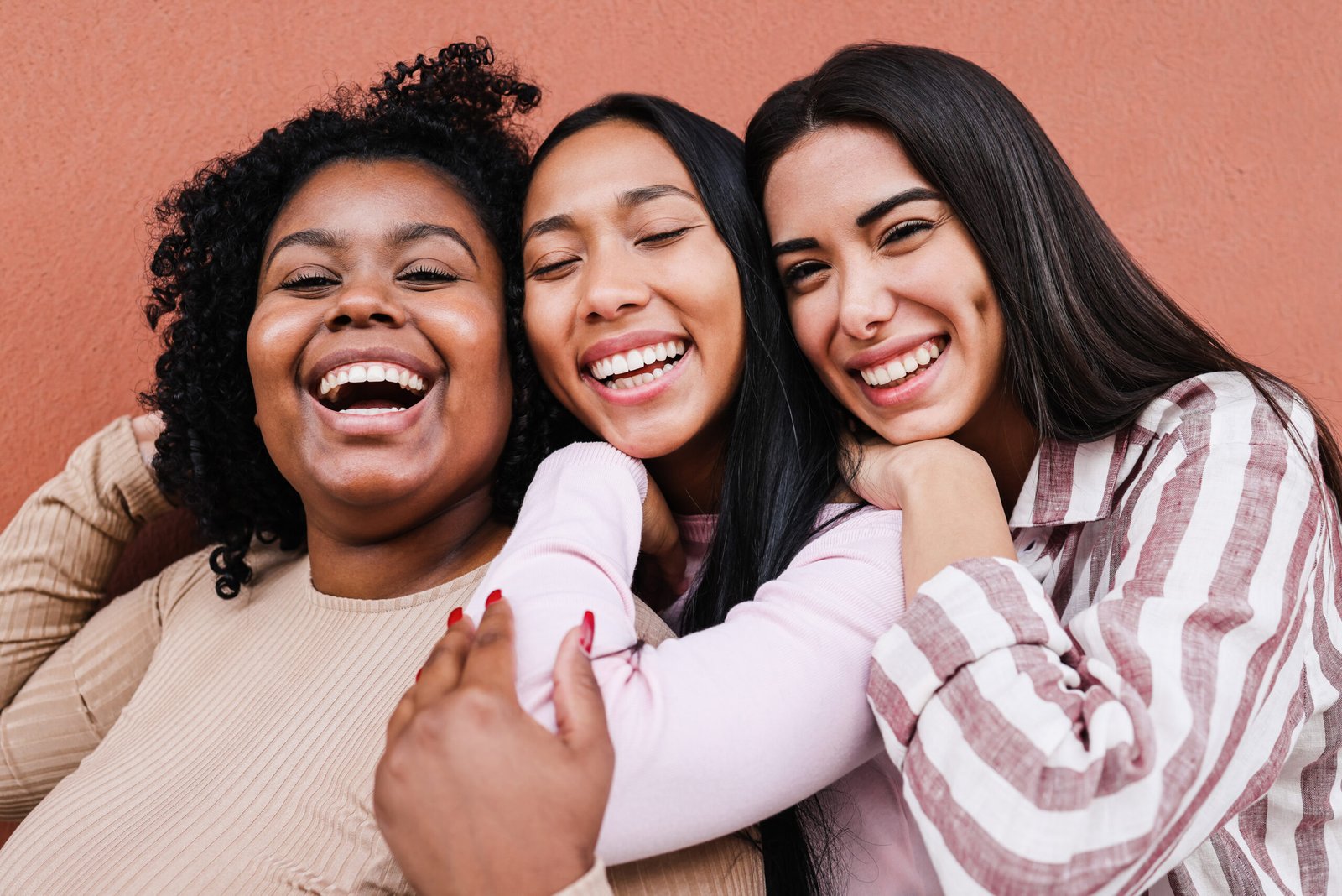 Multiracial friends having fun together